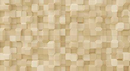 Abstract Geometric Wallpaper With Three Dimensional Beige Cubes Background