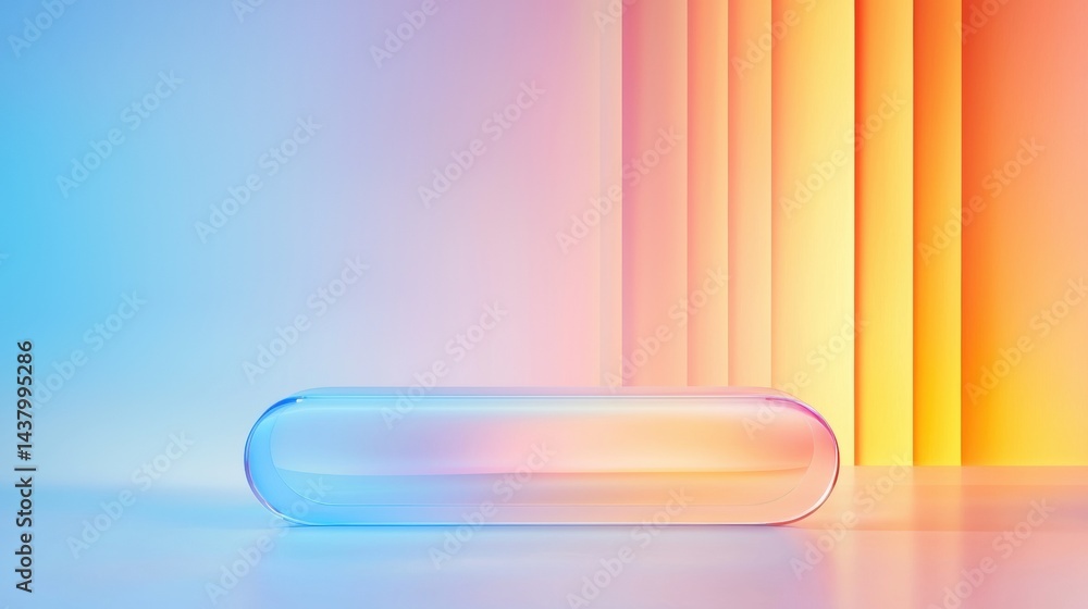 Fototapete a 3d rendering of a translucent cube with a gradient of colors.