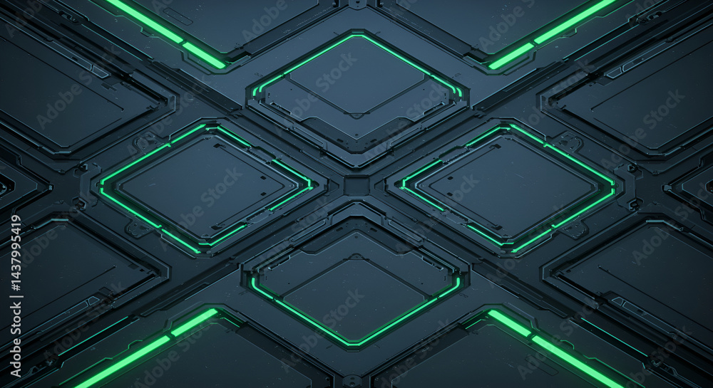 Poster abstract scifi panel structure with glowing elements for modern tech designs