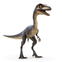 Fototapeta premium Cute, cartoonish depiction of a young Velociraptor.