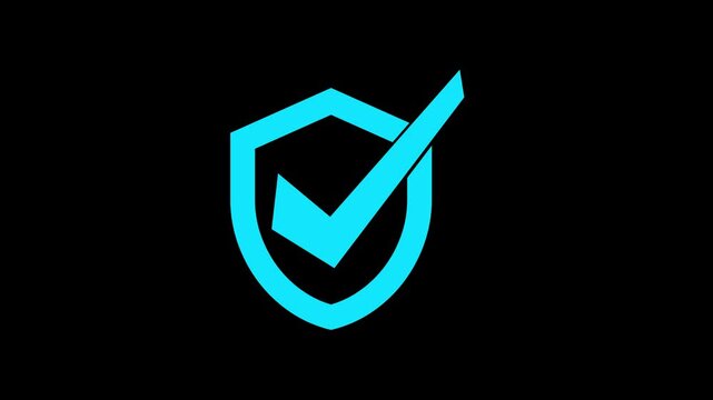 Animated Tick Mark in Shield Outline, Security Checkmark Icon Animation