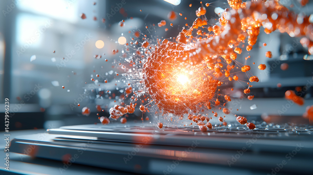 Poster a digital representation of data explosion. useful for technology articles illustrating cyber attack