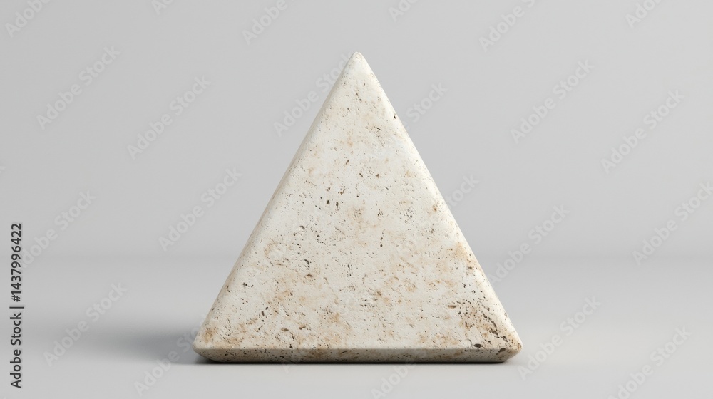 Poster a white triangular object with a speckled texture.