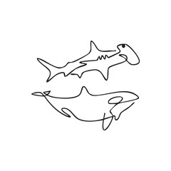  shark one line art illustration
