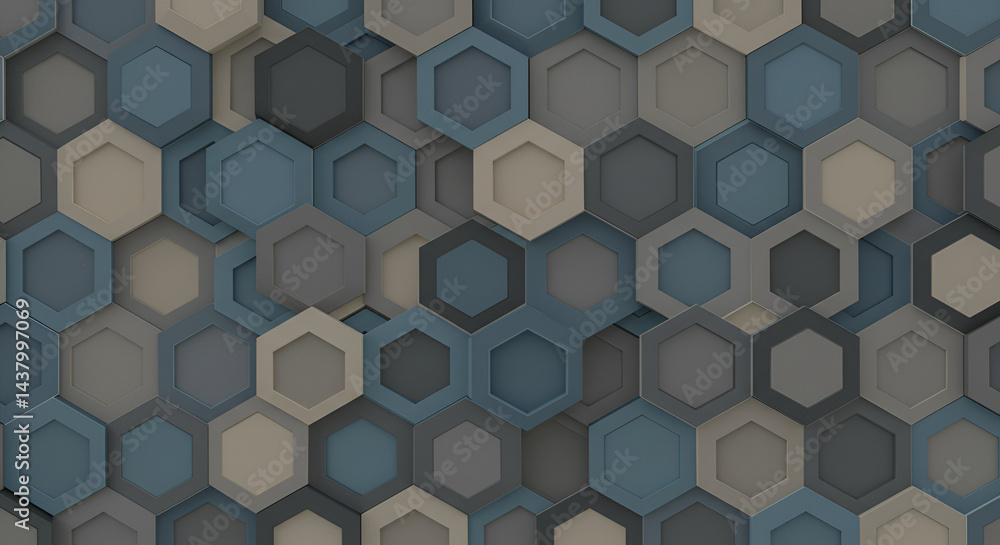 Poster abstract honeycomb pattern design featuring three dimensional hexagonal tiles