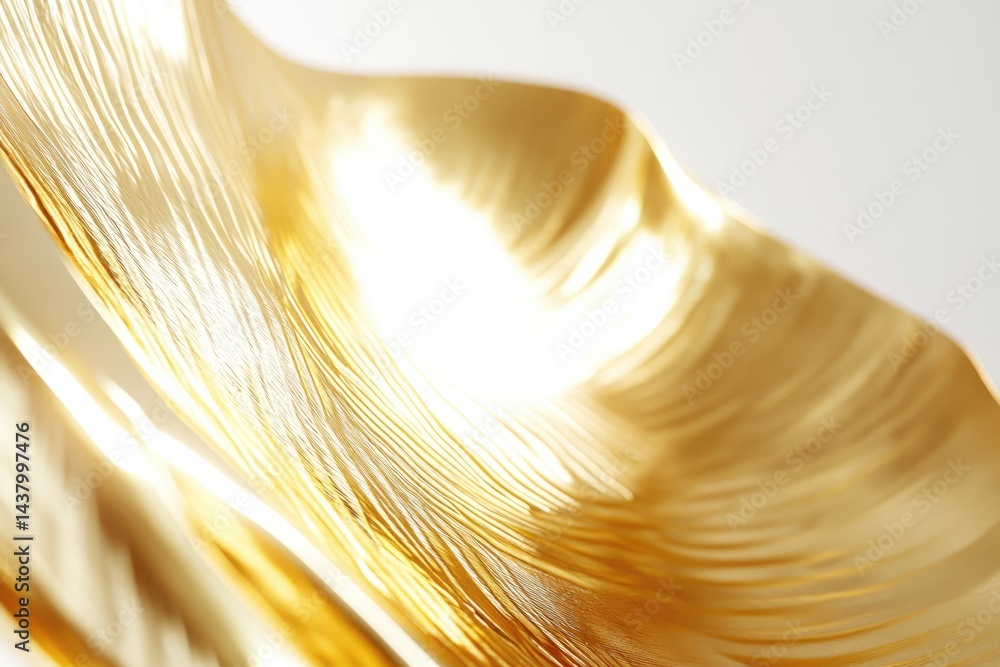 Poster abstract image of flowing golden fabric, creating soft, elegant waves and folds.