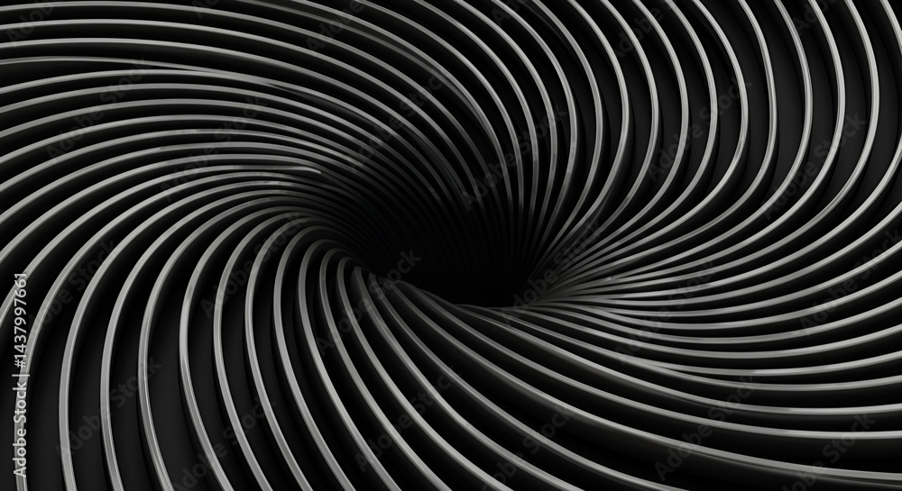 Poster abstract swirl design forming a tunnel with curves and lines into darkness