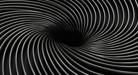 Abstract Swirl Design Forming a Tunnel With Curves and Lines Into Darkness