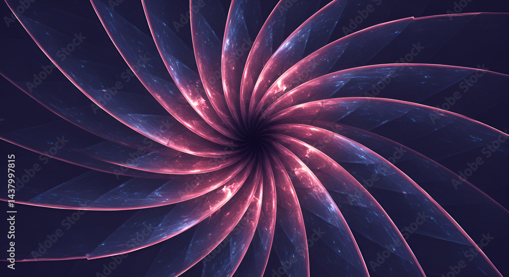 Poster elegant swirl composition exhibiting gradual color transition and dynamic rotation