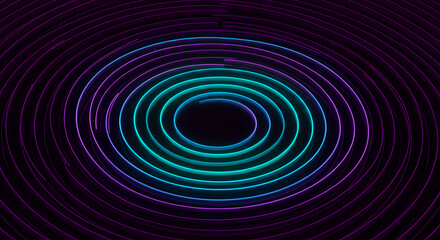 Hypnotic Neon Rings An Abstract Vortex Of Color And Light In Motion