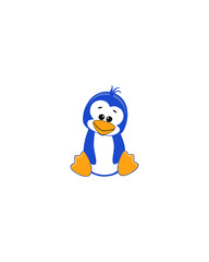 Cute penguin icon in flat style