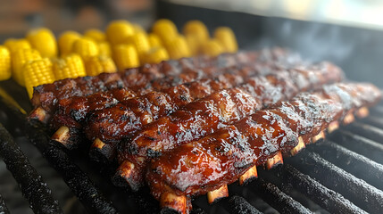 Glazed smoked ribs on grill, symbolizing barbecue mastery
