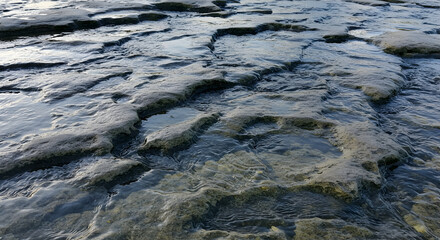 Coastal Texture Featuring Tidal Pools And Eroded Rocks At Low Tide