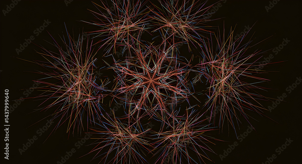 Poster abstract starburst patterns in dark hues generative art background