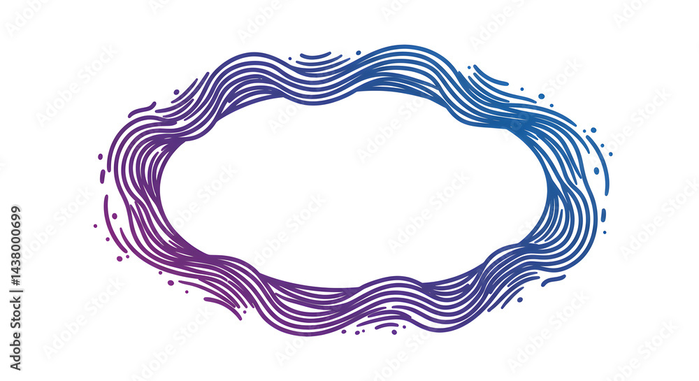 Aufkleber ornamental oval shape frame formed from wavy parallel lines with space
