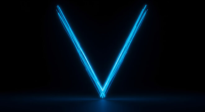 Illuminating Vector: Abstract Blue Light Trails Forming a Triangular Design
