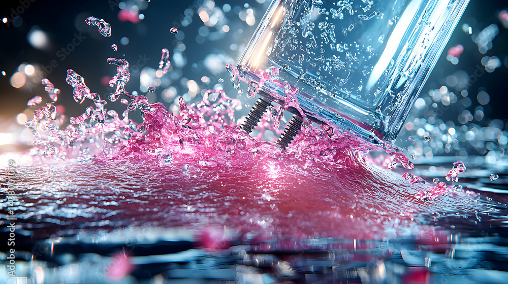 Aufkleber a dynamic macro shot showcases a liquid pouring creating a splash. perfect for advertising beverages