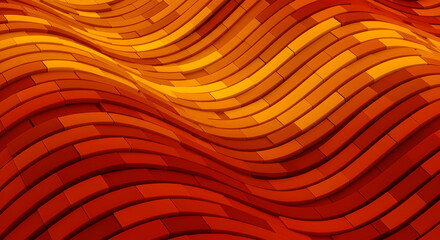 Abstract Brickwork Waves Forming Dynamic Pattern In Warm Orange Tones