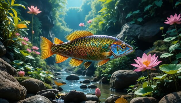 Vibrant Endler's Livebearer in Lush Aquascape
