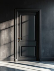 Dark room with door, sunlight