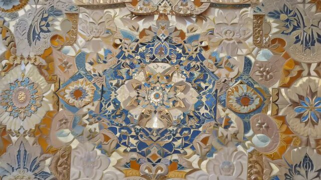 Mosaic Wallpaper with Intricate Decorative Designs and Textures