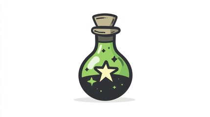 Magical potion bottle, stars, fantasy, game design, graphic