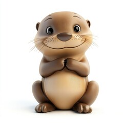 Fototapeta premium Cartoon otter character with a happy expression.