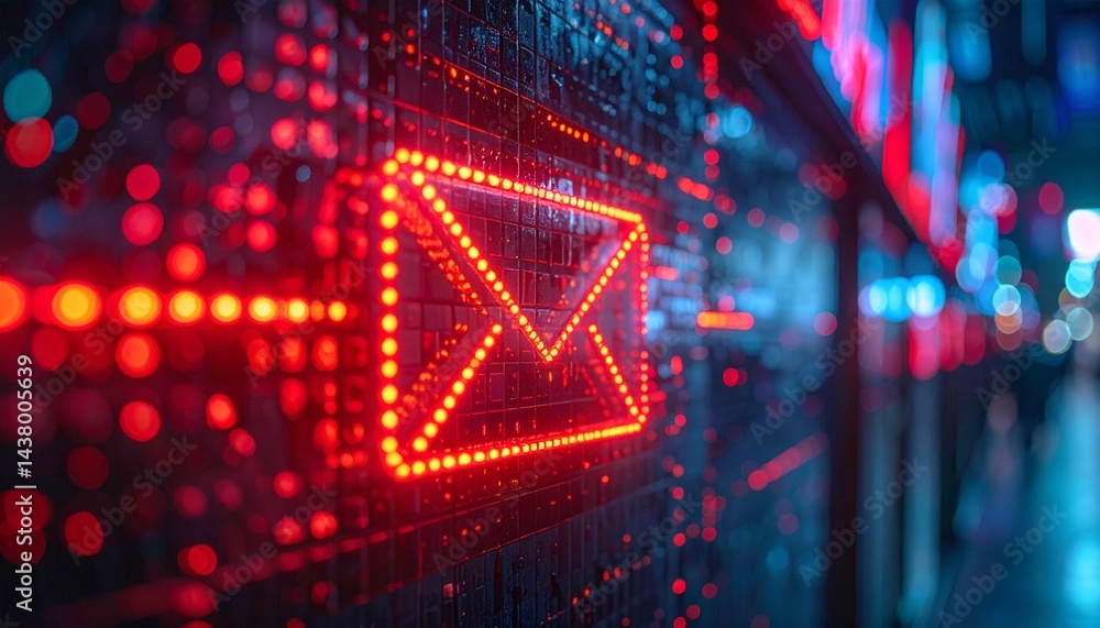 Aufkleber glowing digital email icon on a futuristic background with data streams. the image depicts the moder