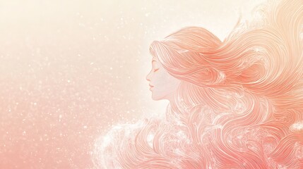 Serene Woman with Flowing Hair, and Pastel.