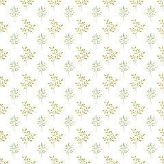 Seamless Floral Pattern with Green Leaves and Subtle Pastel Accents