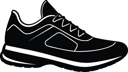 Running Shoe Silhouette Side Profile White Background