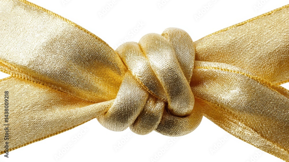 Poster intricate metallic gold ribbon tied into a detailed knot highlights craftsmanship and elegance, prov