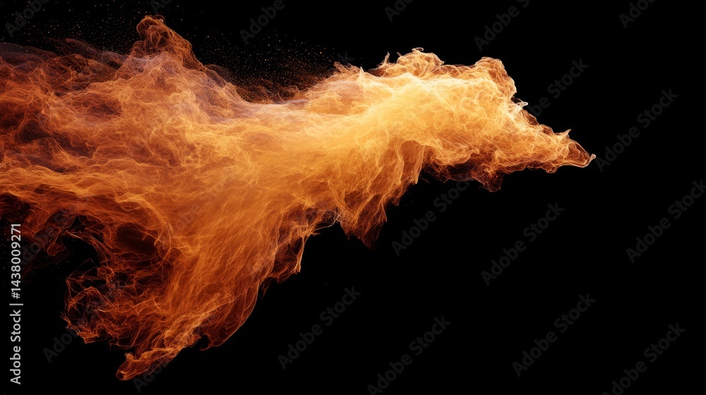 Poster flames flicker and sway gracefully, showcasing vibrant orange tones and delicate wisps against a sol