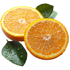 Close up two orange halves on dark background