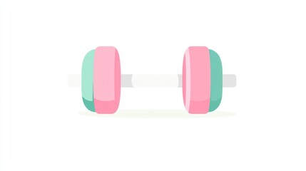 Obraz premium Pink and mint dumbbell, fitness, workout, minimalist background, gym illustration