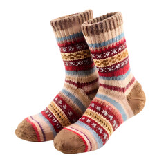 Cozy Winter Socks Warm Fuzzy and Stylish Knit Crew Socks for Women and Men isolated on transparent background