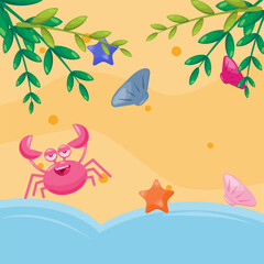 Summer time with crab in the beach