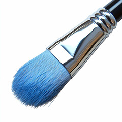 Closeup blue paintbrush tip