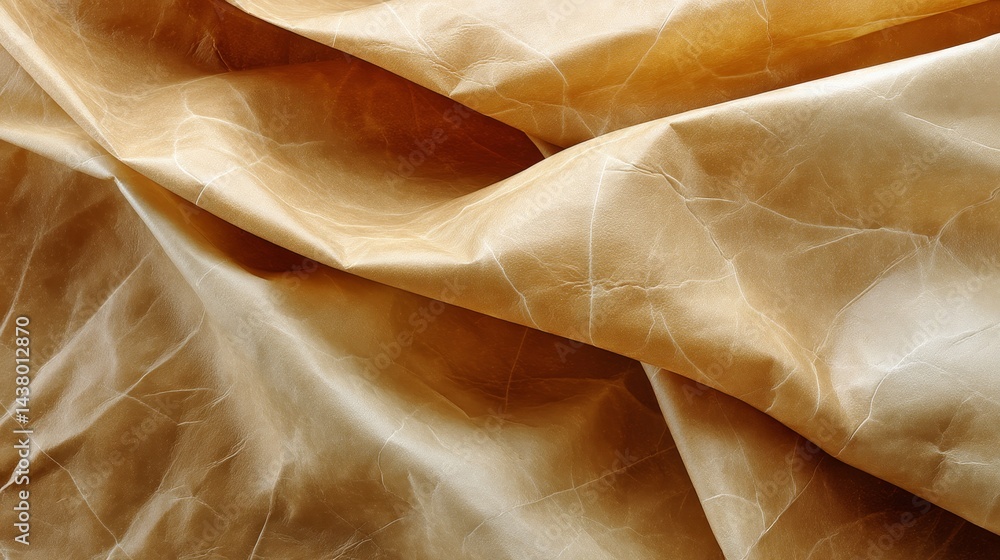 Poster detailed macro shot of warm tan parchment showcases subtle creases and natural fibers, creating a ta
