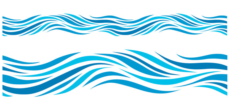 Seamless wave pattern &mdash; ocean line dividers set