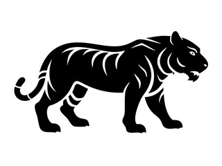 Fototapeta premium Solid Black Background Image , A completely black image with no details or variations of tiger logo design .