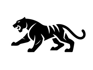 Obraz premium Solid Black Background Image , A completely black image with no details or variations of tiger logo design .