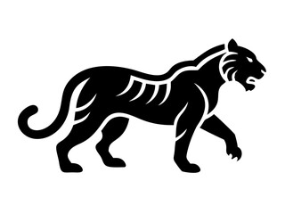 Fototapeta premium Solid Black Background Image , A completely black image with no details or variations of tiger logo design .