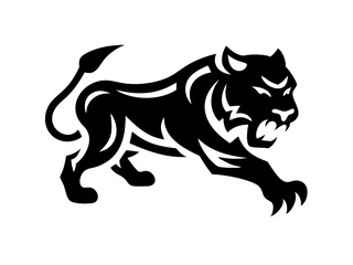 Obraz premium Solid Black Background Image , A completely black image with no details or variations of tiger logo design .