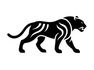 Obraz premium Solid Black Background Image , A completely black image with no details or variations of tiger logo design .