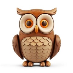 Obraz premium Adorable 3d stylized owl figurine against a plain background.