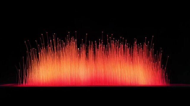 colorful fountain in the night, red, vertical line, moving, flowing
