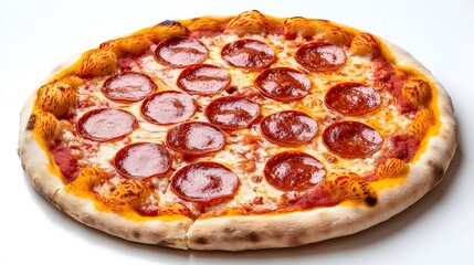 Delicious Pepperoni Pizza Served on Clean White Background