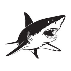 Fototapeta premium Angry Shark Silhouette – Dangerous Sea Animal Drawing