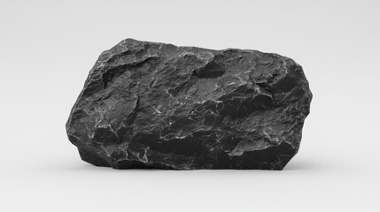 Fototapeta premium A large, dark gray rock with a rough texture and jagged edges.